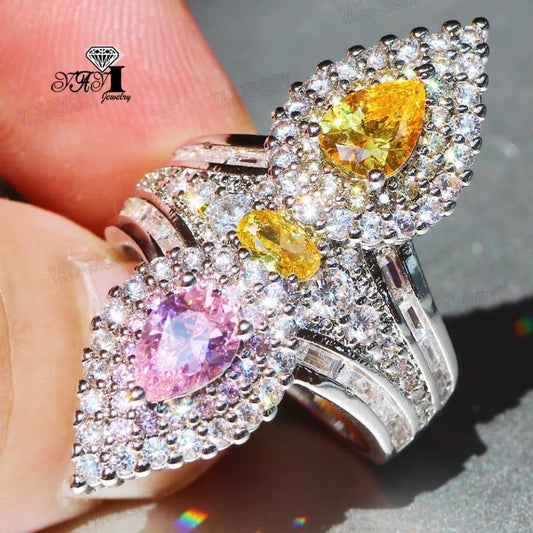 oval pink&yellow stones Ring