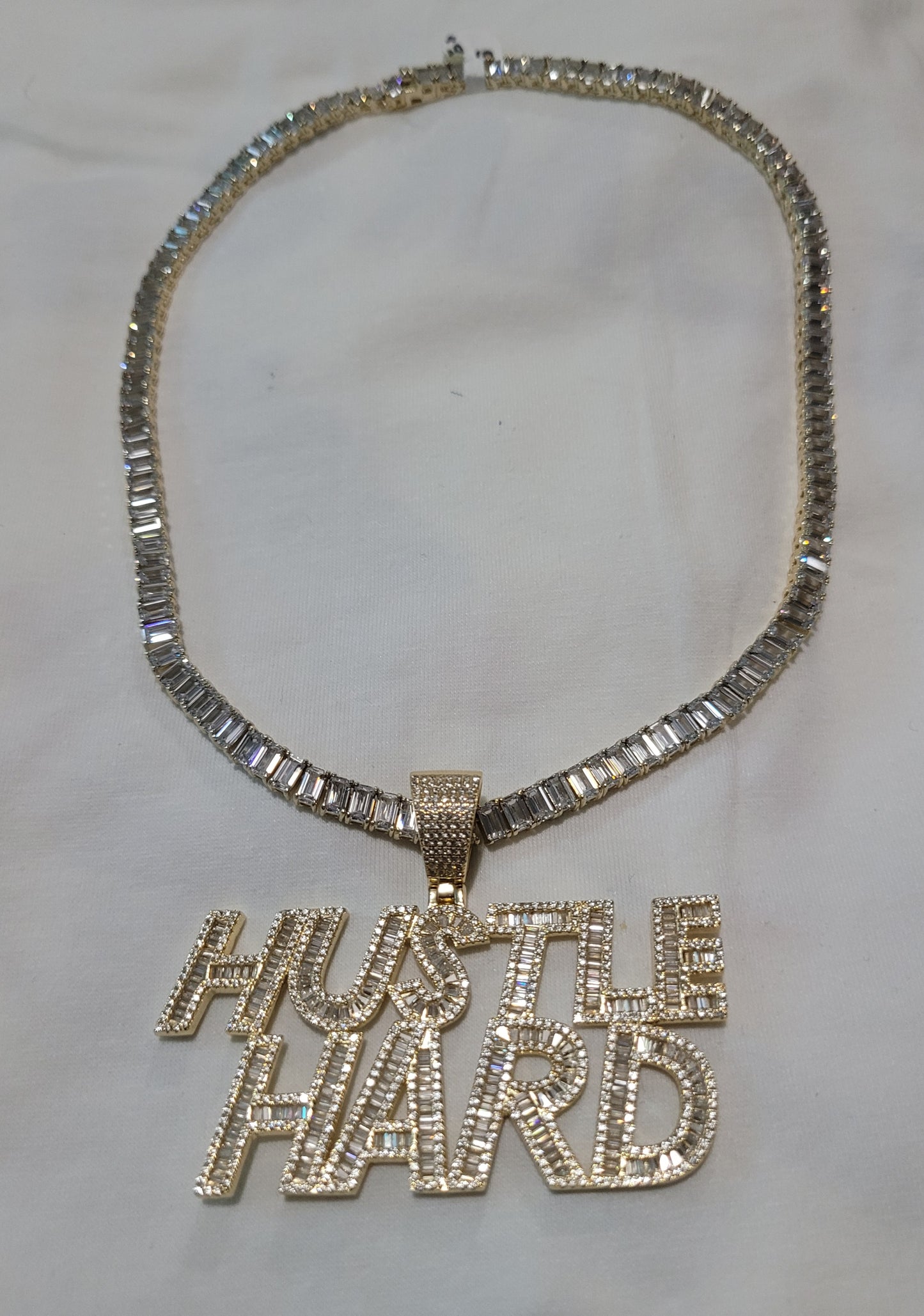 sterling silver Hustle hard necklace gold tone